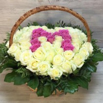 Arrangement of 51 roses with letter