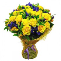 Patriotic bouquet of roses and irises